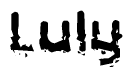 The image contains the word Luly in a stylized font with a static looking effect at the bottom of the words