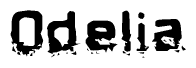 The image contains the word Odelia in a stylized font with a static looking effect at the bottom of the words