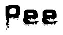 The image contains the word Pee in a stylized font with a static looking effect at the bottom of the words