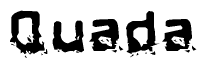 The image contains the word Quada in a stylized font with a static looking effect at the bottom of the words
