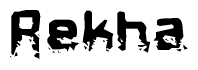 The image contains the word Rekha in a stylized font with a static looking effect at the bottom of the words