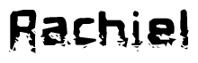 The image contains the word Rachiel in a stylized font with a static looking effect at the bottom of the words