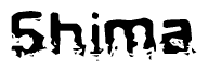 The image contains the word Shima in a stylized font with a static looking effect at the bottom of the words