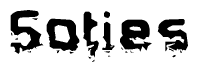 The image contains the word Soties in a stylized font with a static looking effect at the bottom of the words