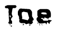 The image contains the word Toe in a stylized font with a static looking effect at the bottom of the words