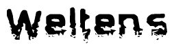 The image contains the word Weltens in a stylized font with a static looking effect at the bottom of the words