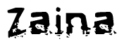 The image contains the word Zaina in a stylized font with a static looking effect at the bottom of the words