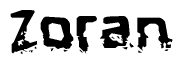 The image contains the word Zoran in a stylized font with a static looking effect at the bottom of the words