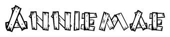 The clipart image shows the name Anniemae stylized to look as if it has been constructed out of wooden planks or logs. Each letter is designed to resemble pieces of wood.