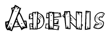 The clipart image shows the name Adenis stylized to look as if it has been constructed out of wooden planks or logs. Each letter is designed to resemble pieces of wood.