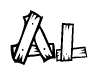 The clipart image shows the name Al stylized to look like it is constructed out of separate wooden planks or boards, with each letter having wood grain and plank-like details.