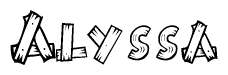 The clipart image shows the name Alyssa stylized to look like it is constructed out of separate wooden planks or boards, with each letter having wood grain and plank-like details.