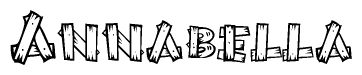 The image contains the name Annabella written in a decorative, stylized font with a hand-drawn appearance. The lines are made up of what appears to be planks of wood, which are nailed together