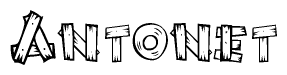 The clipart image shows the name Antonet stylized to look like it is constructed out of separate wooden planks or boards, with each letter having wood grain and plank-like details.