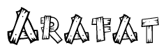 The clipart image shows the name Arafat stylized to look like it is constructed out of separate wooden planks or boards, with each letter having wood grain and plank-like details.