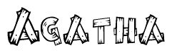 The clipart image shows the name Agatha stylized to look like it is constructed out of separate wooden planks or boards, with each letter having wood grain and plank-like details.