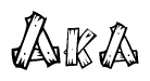 The clipart image shows the name Aka stylized to look like it is constructed out of separate wooden planks or boards, with each letter having wood grain and plank-like details.