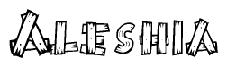 The clipart image shows the name Aleshia stylized to look like it is constructed out of separate wooden planks or boards, with each letter having wood grain and plank-like details.