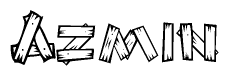 The clipart image shows the name Azmin stylized to look like it is constructed out of separate wooden planks or boards, with each letter having wood grain and plank-like details.