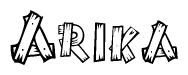 The clipart image shows the name Arika stylized to look like it is constructed out of separate wooden planks or boards, with each letter having wood grain and plank-like details.