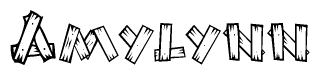 The clipart image shows the name Amylynn stylized to look like it is constructed out of separate wooden planks or boards, with each letter having wood grain and plank-like details.