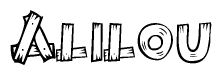 The clipart image shows the name Alilou stylized to look like it is constructed out of separate wooden planks or boards, with each letter having wood grain and plank-like details.