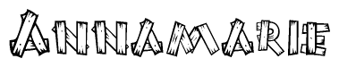 The image contains the name Annamarie written in a decorative, stylized font with a hand-drawn appearance. The lines are made up of what appears to be planks of wood, which are nailed together