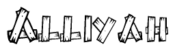 The clipart image shows the name Alliyah stylized to look like it is constructed out of separate wooden planks or boards, with each letter having wood grain and plank-like details.