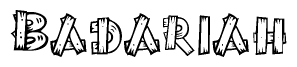 The clipart image shows the name Badariah stylized to look as if it has been constructed out of wooden planks or logs. Each letter is designed to resemble pieces of wood.