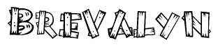 The image contains the name Brevalyn written in a decorative, stylized font with a hand-drawn appearance. The lines are made up of what appears to be planks of wood, which are nailed together