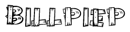The clipart image shows the name Billpiep stylized to look like it is constructed out of separate wooden planks or boards, with each letter having wood grain and plank-like details.