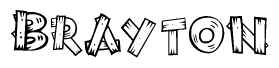 The clipart image shows the name Brayton stylized to look as if it has been constructed out of wooden planks or logs. Each letter is designed to resemble pieces of wood.