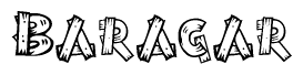 The clipart image shows the name Baragar stylized to look as if it has been constructed out of wooden planks or logs. Each letter is designed to resemble pieces of wood.