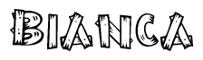 The clipart image shows the name Bianca stylized to look like it is constructed out of separate wooden planks or boards, with each letter having wood grain and plank-like details.
