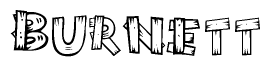 The clipart image shows the name Burnett stylized to look like it is constructed out of separate wooden planks or boards, with each letter having wood grain and plank-like details.