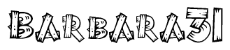 The clipart image shows the name Barbara31 stylized to look like it is constructed out of separate wooden planks or boards, with each letter having wood grain and plank-like details.