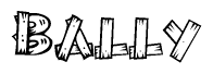 The clipart image shows the name Bally stylized to look as if it has been constructed out of wooden planks or logs. Each letter is designed to resemble pieces of wood.
