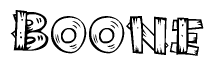 The clipart image shows the name Boone stylized to look like it is constructed out of separate wooden planks or boards, with each letter having wood grain and plank-like details.