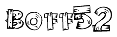 The image contains the name Boff52 written in a decorative, stylized font with a hand-drawn appearance. The lines are made up of what appears to be planks of wood, which are nailed together