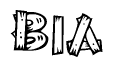 The clipart image shows the name Bia stylized to look as if it has been constructed out of wooden planks or logs. Each letter is designed to resemble pieces of wood.