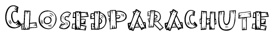 The clipart image shows the name Closedparachute stylized to look as if it has been constructed out of wooden planks or logs. Each letter is designed to resemble pieces of wood.