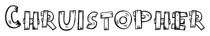 The image contains the name Chruistopher written in a decorative, stylized font with a hand-drawn appearance. The lines are made up of what appears to be planks of wood, which are nailed together