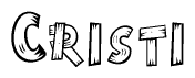 The image contains the name Cristi written in a decorative, stylized font with a hand-drawn appearance. The lines are made up of what appears to be planks of wood, which are nailed together