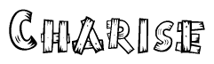 The image contains the name Charise written in a decorative, stylized font with a hand-drawn appearance. The lines are made up of what appears to be planks of wood, which are nailed together