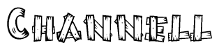 The clipart image shows the name Channell stylized to look like it is constructed out of separate wooden planks or boards, with each letter having wood grain and plank-like details.