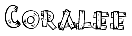 The clipart image shows the name Coralee stylized to look like it is constructed out of separate wooden planks or boards, with each letter having wood grain and plank-like details.