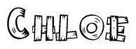 The clipart image shows the name Chloe stylized to look as if it has been constructed out of wooden planks or logs. Each letter is designed to resemble pieces of wood.