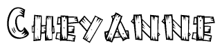 The clipart image shows the name Cheyanne stylized to look like it is constructed out of separate wooden planks or boards, with each letter having wood grain and plank-like details.