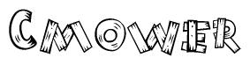 The clipart image shows the name Cmower stylized to look like it is constructed out of separate wooden planks or boards, with each letter having wood grain and plank-like details.