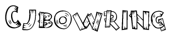 The clipart image shows the name Cjbowring stylized to look like it is constructed out of separate wooden planks or boards, with each letter having wood grain and plank-like details.